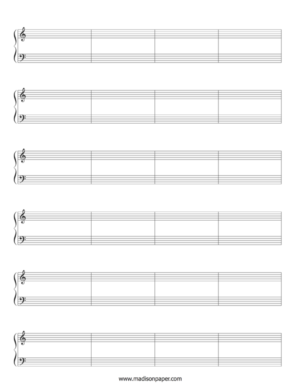 Large Blank Music Staff Paper Large Print Staff Paper For Treble Alto 